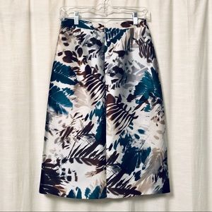 J. Crew Emerald Watercolor Silk Skirt
